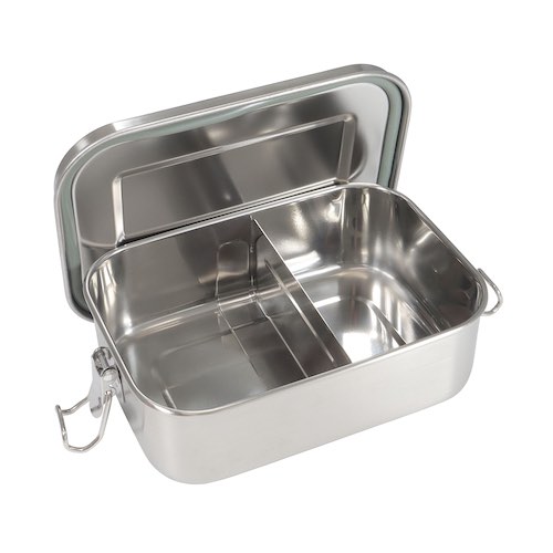 Brotdose aus Edelstahl geöffnet